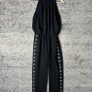 Hallhuber‎ Jumpsuit Womens Size 8 Black Overall Stones Embellished Dressy Party